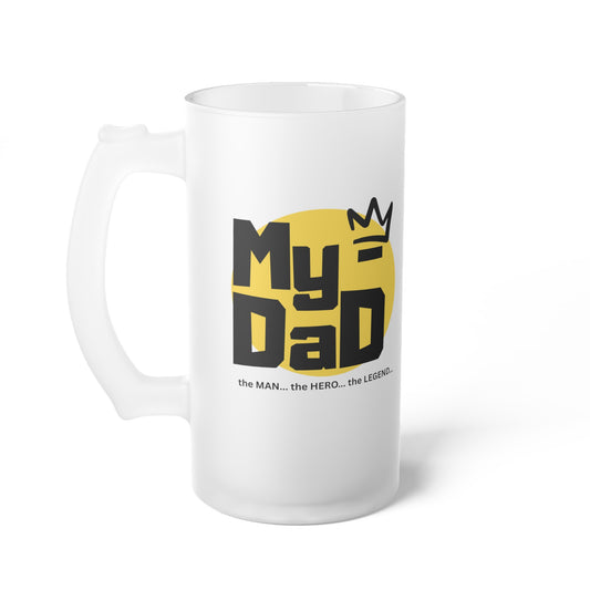 Frosted Glass Beer Mug - Perfect Gift for Dad - Celebrate His Legend with Style