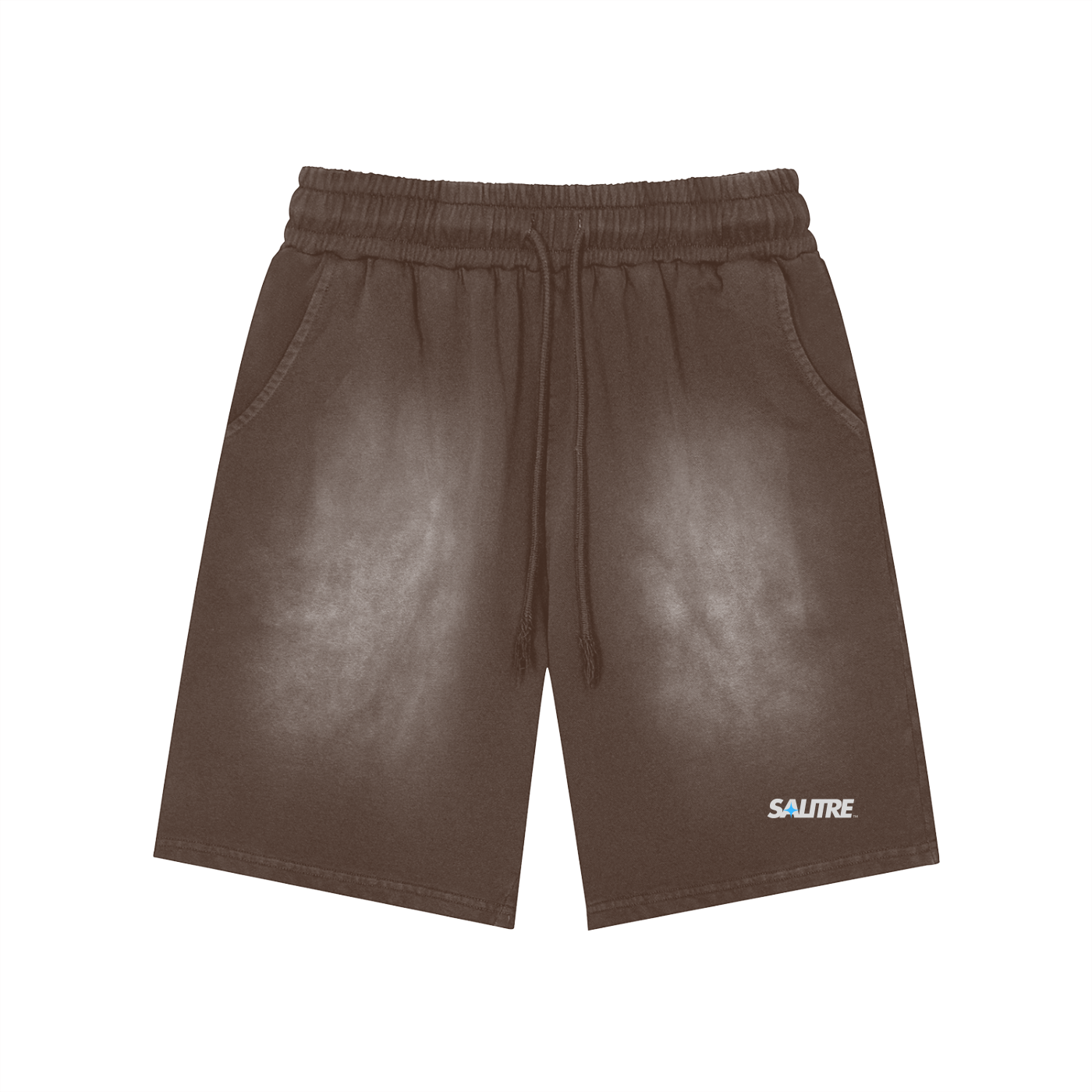 Rectangle Patch Monkey Washed Shorts  - 360 GSM