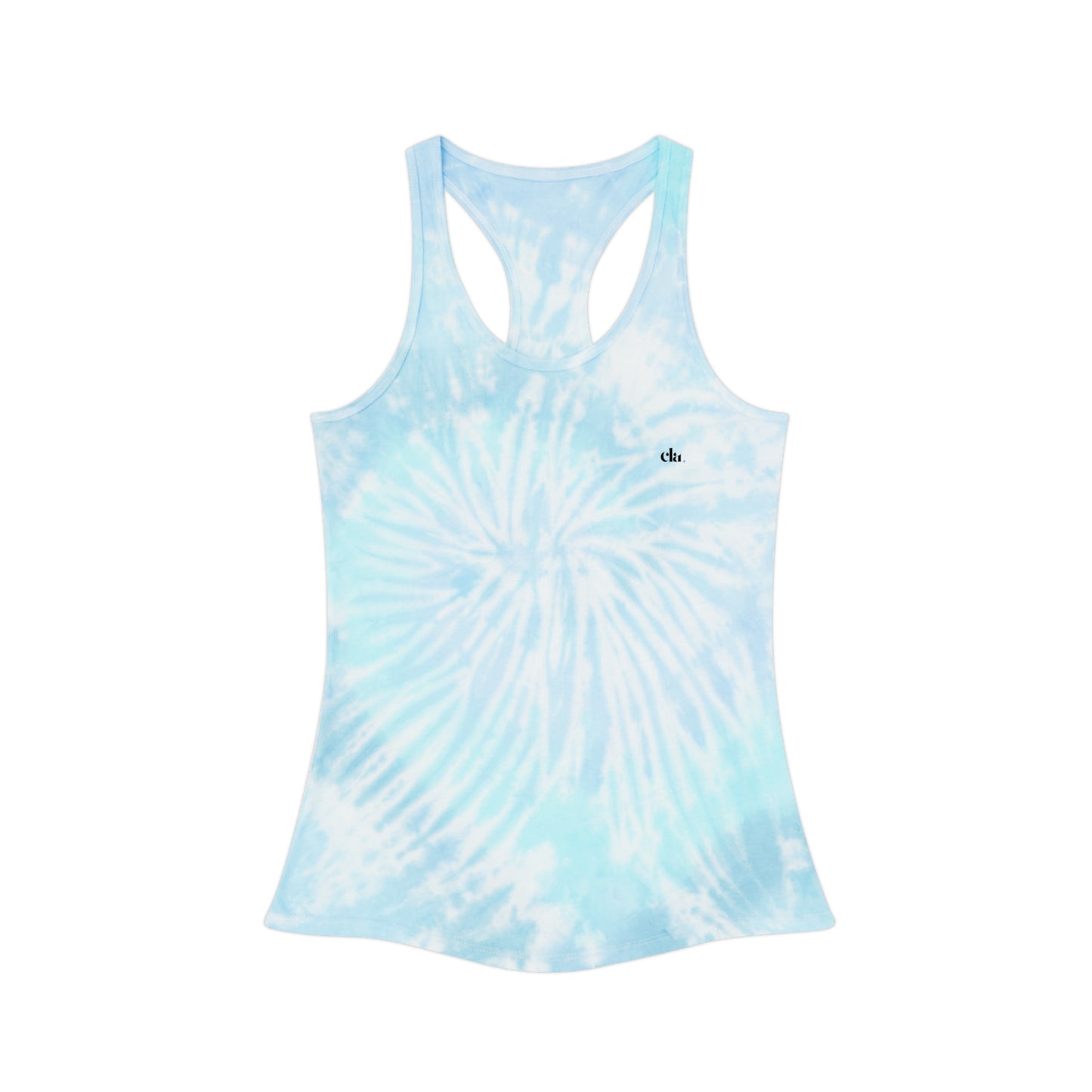Cool Blue Tie Dye Racerback Tank Top, Summer Workout Top, Casual Beach Wear, Yoga Apparel, Gift for Her