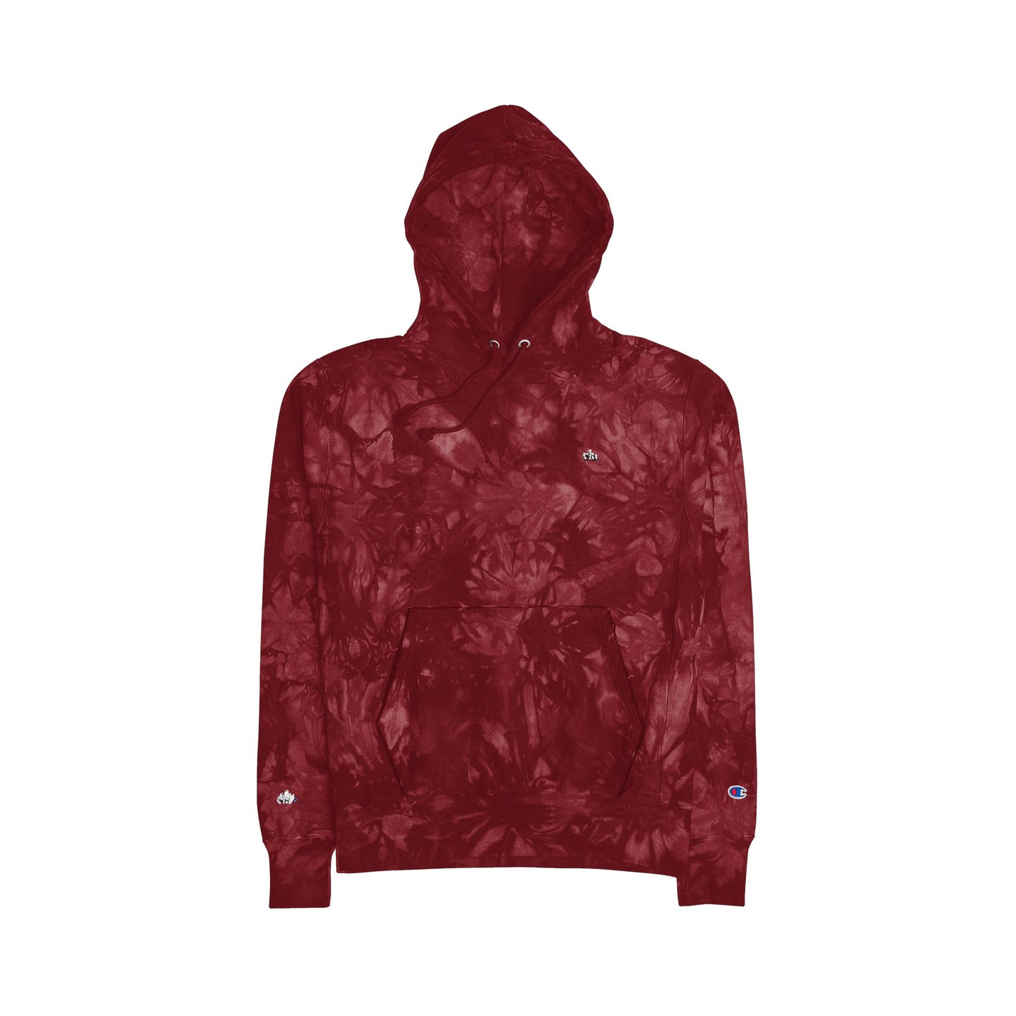 Unisex Tie-Dye Hoodie, Embroidered Champion Pullover, Perfect for Casual Outings, Gift for Friends, Cozy Sweatshirt for All Seasons