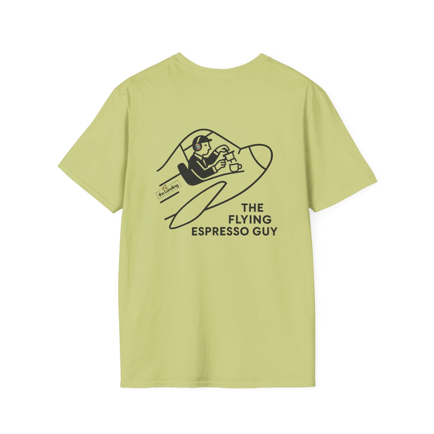 The Flying Espresso Guy Unisex T-Shirt | Coffee Lover Gift, Barista Shirt, Casual Tee, Unique Graphic Tee, Fun Gift Idea