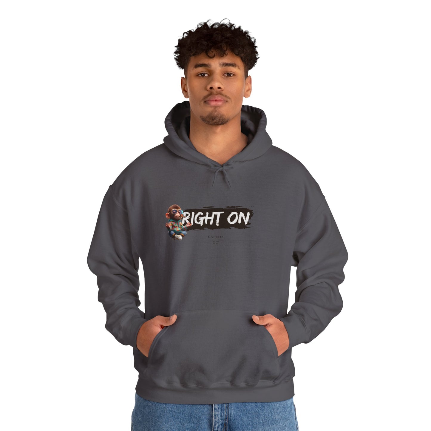 RIGHT ON Unisex Hoodie, Cozy Casual Pullover Sweatshirt, Perfect for Fall, Gift for Friends and Family, Streetwear Style, Everyday Use