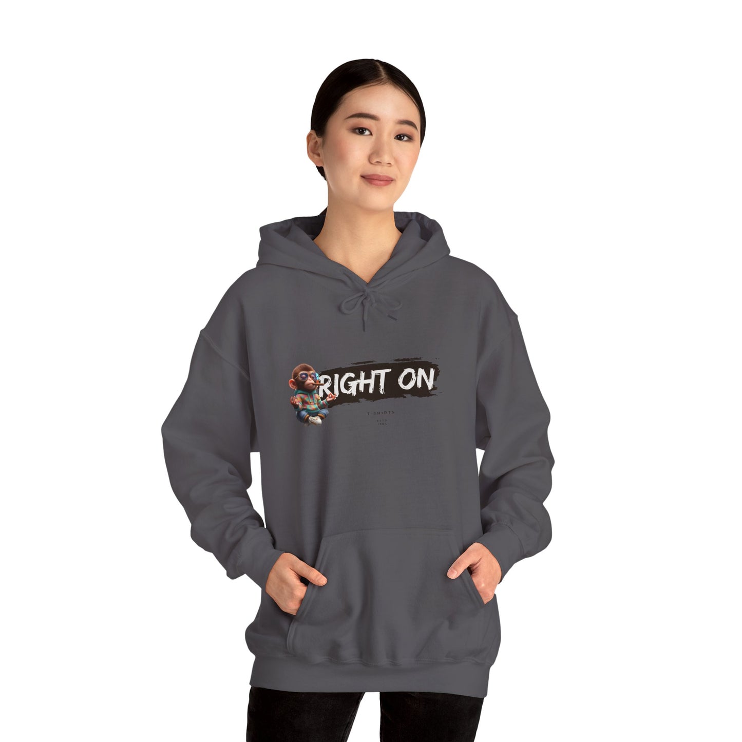 RIGHT ON Unisex Hoodie, Cozy Casual Pullover Sweatshirt, Perfect for Fall, Gift for Friends and Family, Streetwear Style, Everyday Use