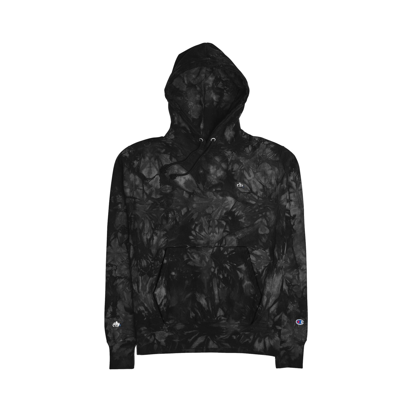 Unisex Tie-Dye Hoodie, Embroidered Champion Pullover, Perfect for Casual Outings, Gift for Friends, Cozy Sweatshirt for All Seasons