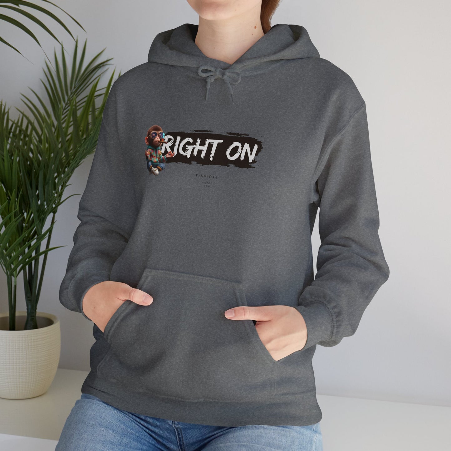 RIGHT ON Unisex Hoodie, Cozy Casual Pullover Sweatshirt, Perfect for Fall, Gift for Friends and Family, Streetwear Style, Everyday Use