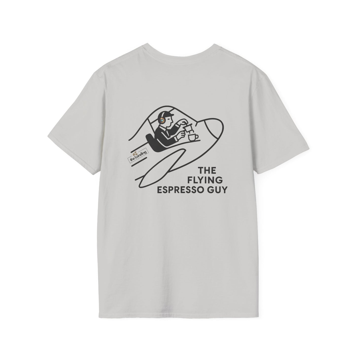 The Flying Espresso Guy Unisex T-Shirt | Coffee Lover Gift, Barista Shirt, Casual Tee, Unique Graphic Tee, Fun Gift Idea