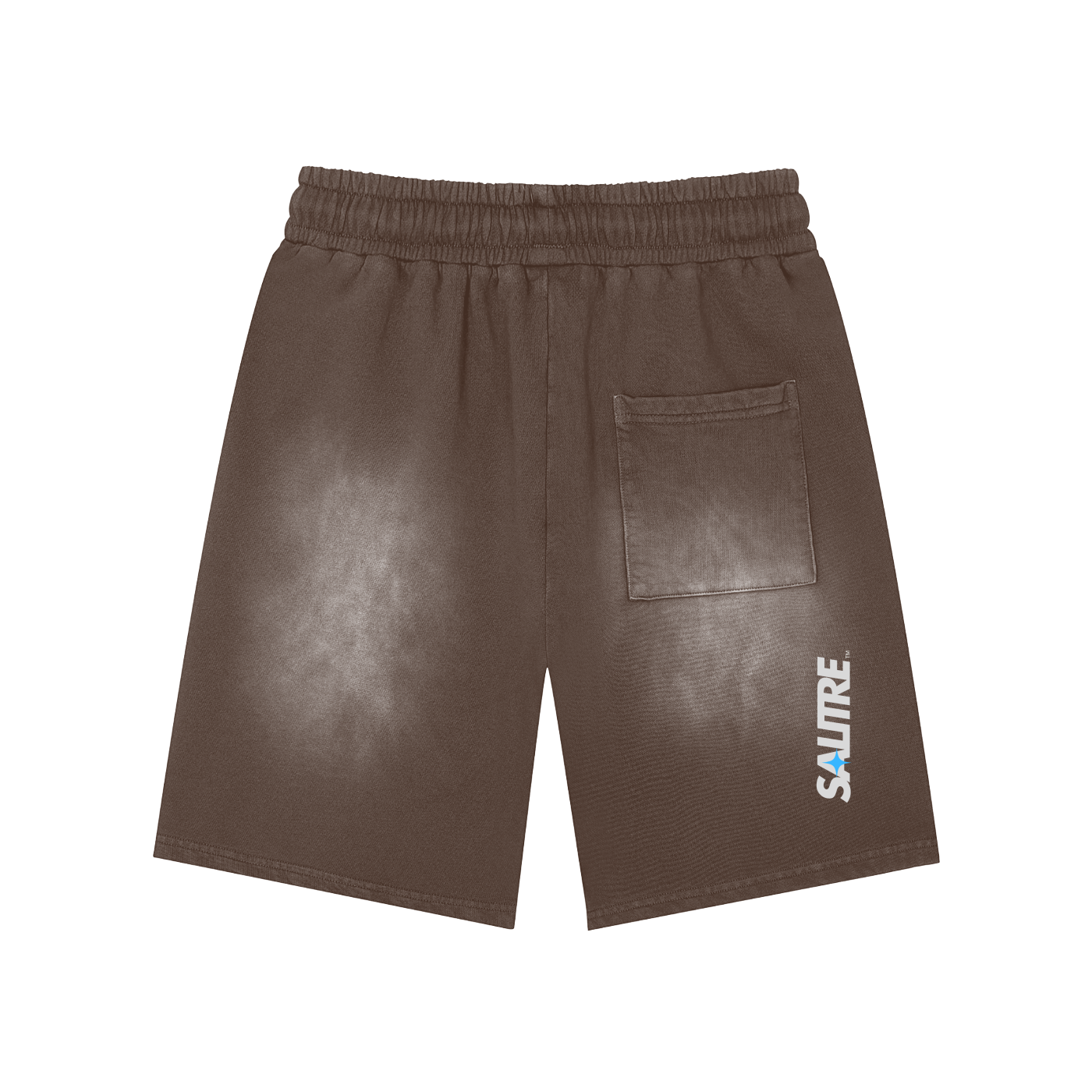 Rectangle Patch Monkey Washed Shorts  - 360 GSM