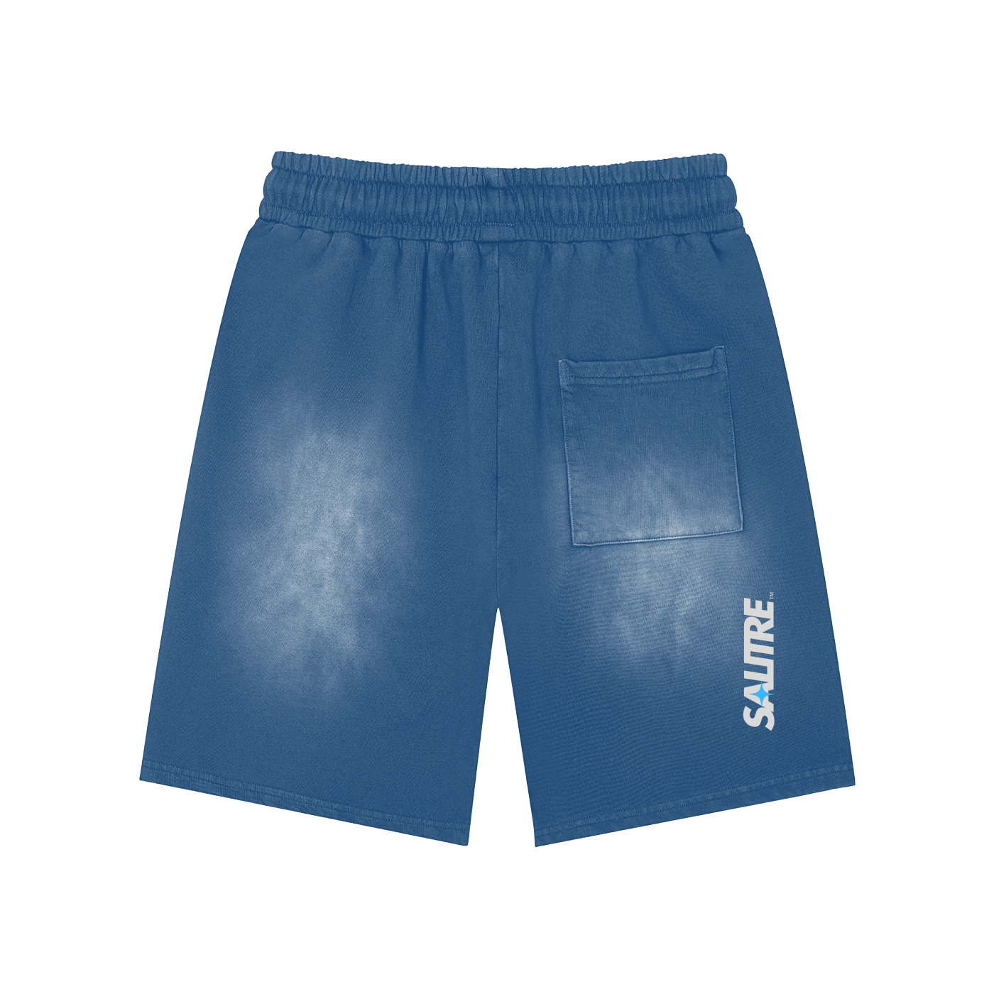 Rectangle Patch Monkey Washed Shorts  - 360 GSM