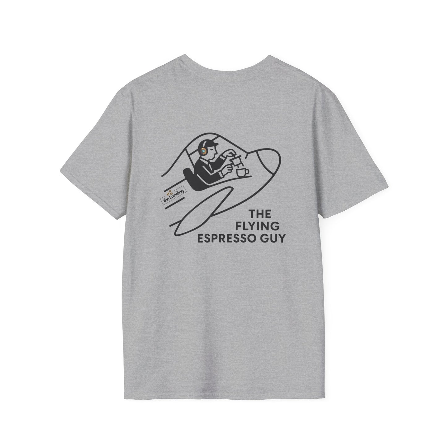 The Flying Espresso Guy Unisex T-Shirt | Coffee Lover Gift, Barista Shirt, Casual Tee, Unique Graphic Tee, Fun Gift Idea