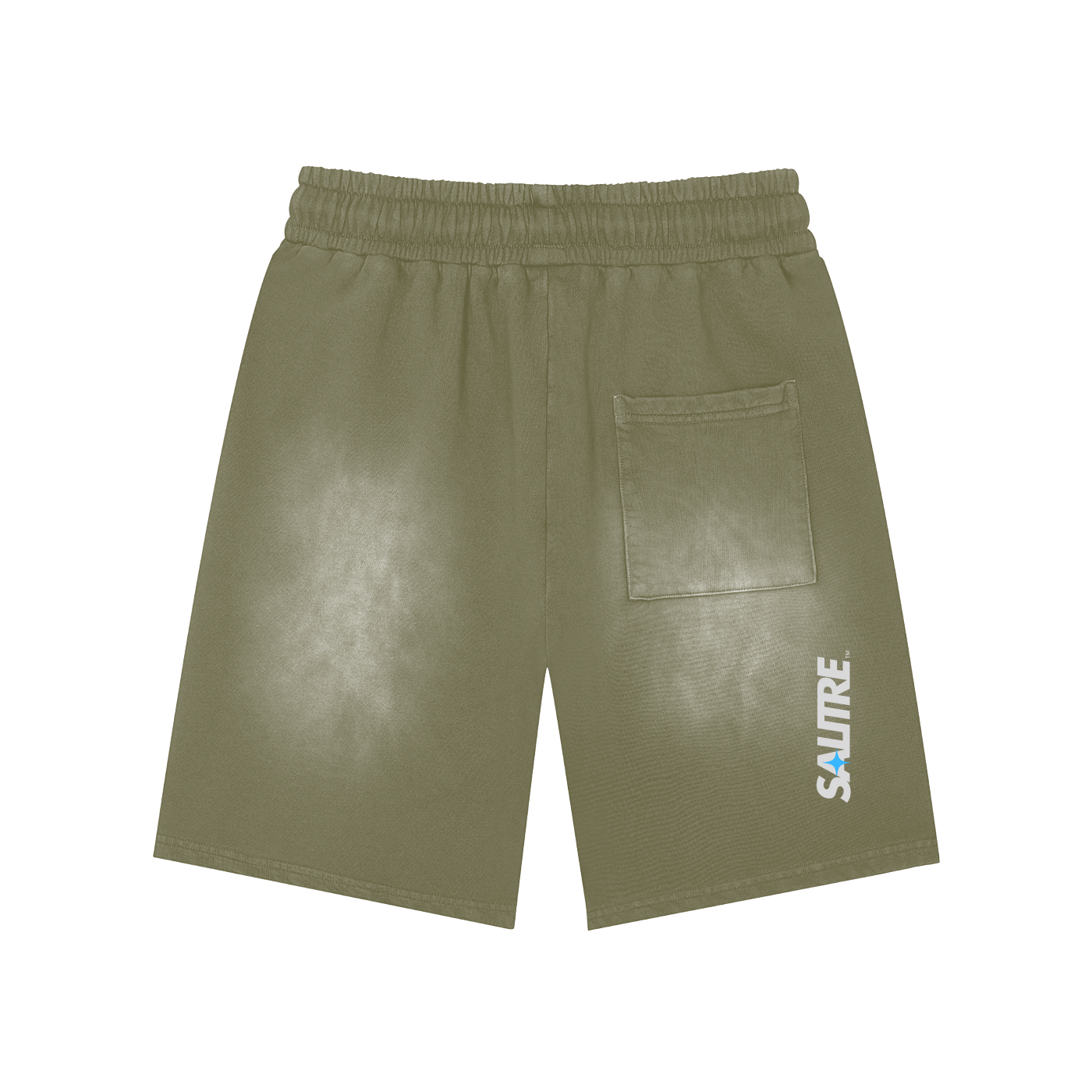 Rectangle Patch Monkey Washed Shorts  - 360 GSM