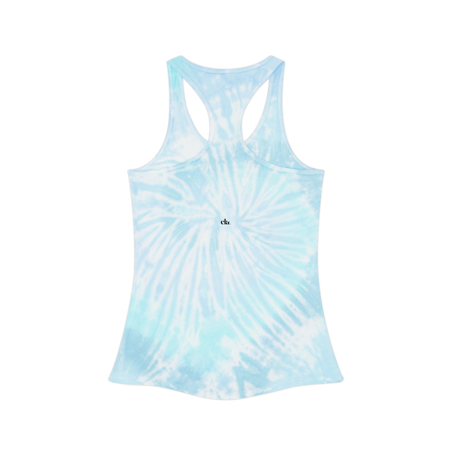 Cool Blue Tie Dye Racerback Tank Top, Summer Workout Top, Casual Beach Wear, Yoga Apparel, Gift for Her