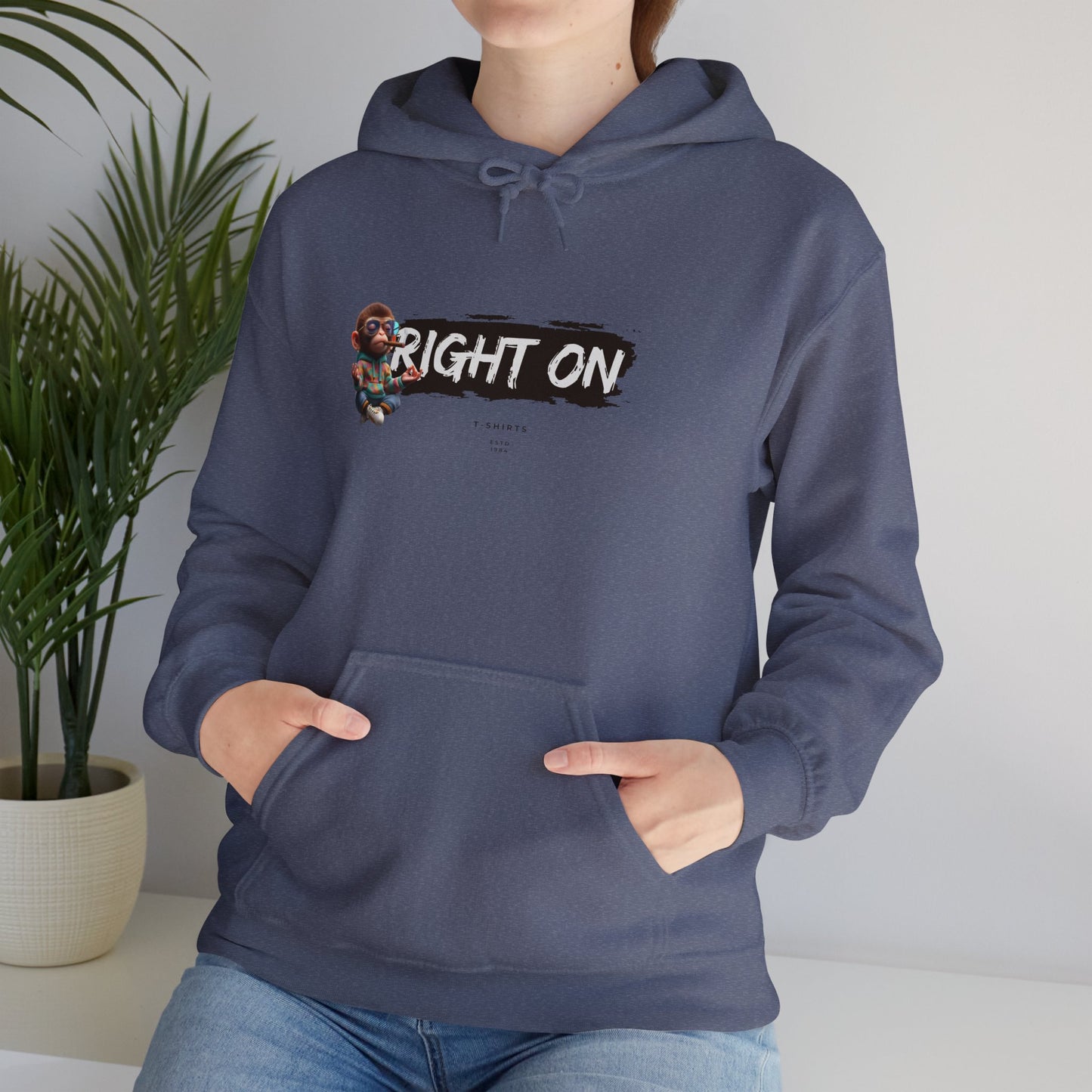 RIGHT ON Unisex Hoodie, Cozy Casual Pullover Sweatshirt, Perfect for Fall, Gift for Friends and Family, Streetwear Style, Everyday Use