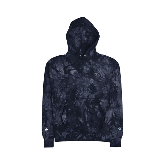 Unisex Tie-Dye Hoodie, Embroidered Champion Pullover, Perfect for Casual Outings, Gift for Friends, Cozy Sweatshirt for All Seasons
