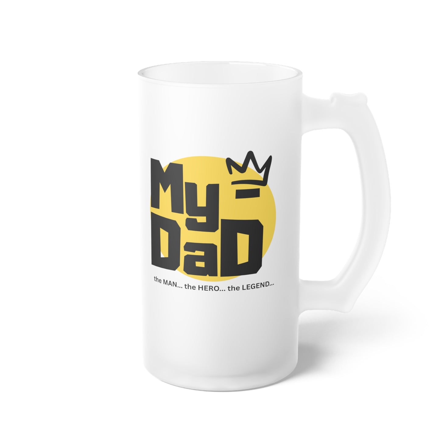 Frosted Glass Beer Mug - Perfect Gift for Dad - Celebrate His Legend with Style