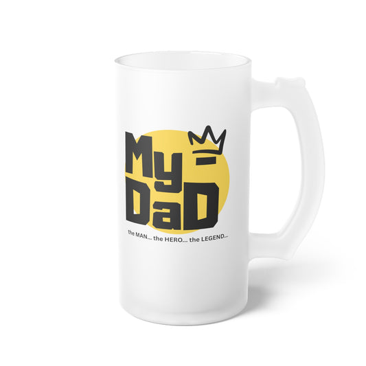 Frosted Glass Beer Mug - Perfect Gift for Dad - Celebrate His Legend with Style