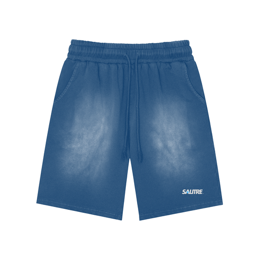 Rectangle Patch Monkey Washed Shorts  - 360 GSM