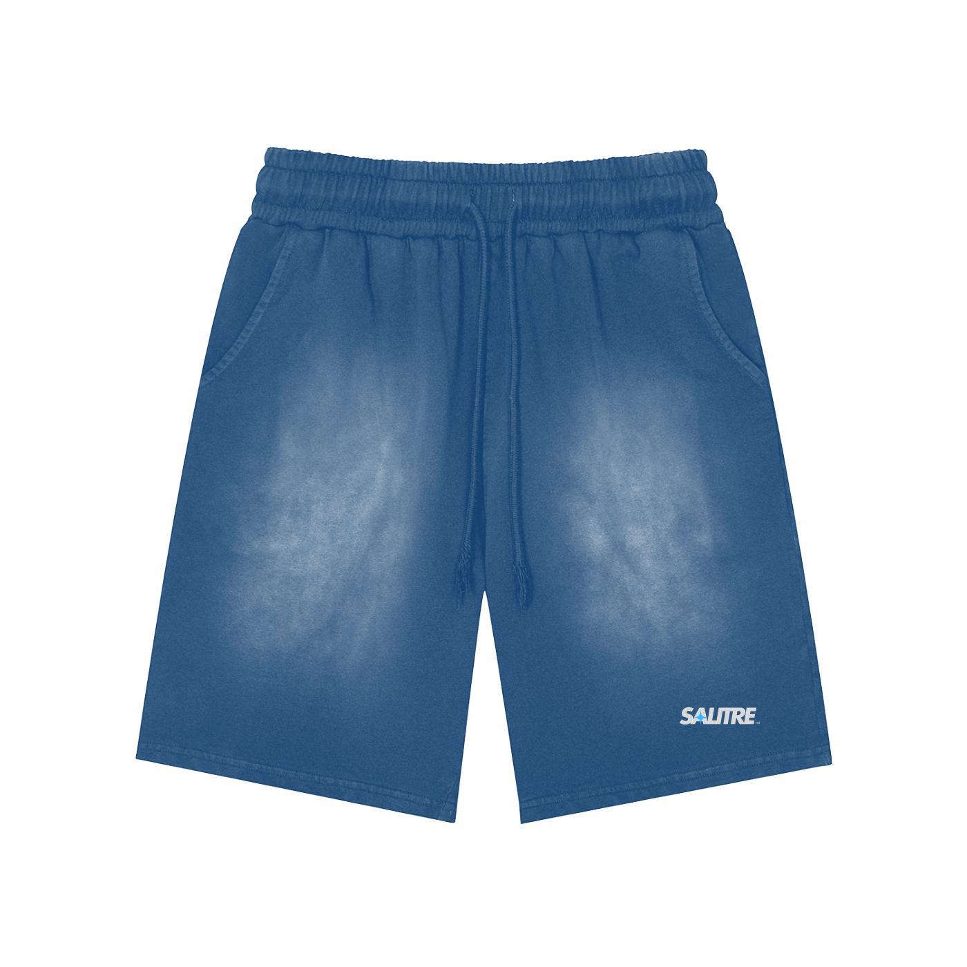 Rectangle Patch Monkey Washed Shorts  - 360 GSM