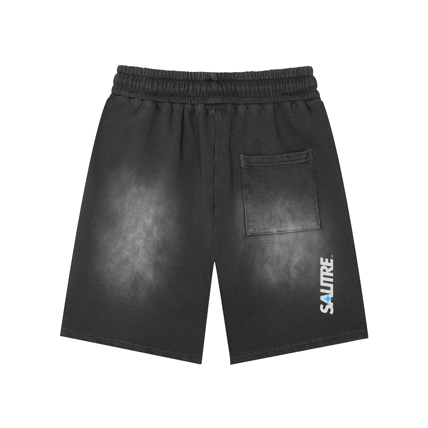 Rectangle Patch Monkey Washed Shorts  - 360 GSM