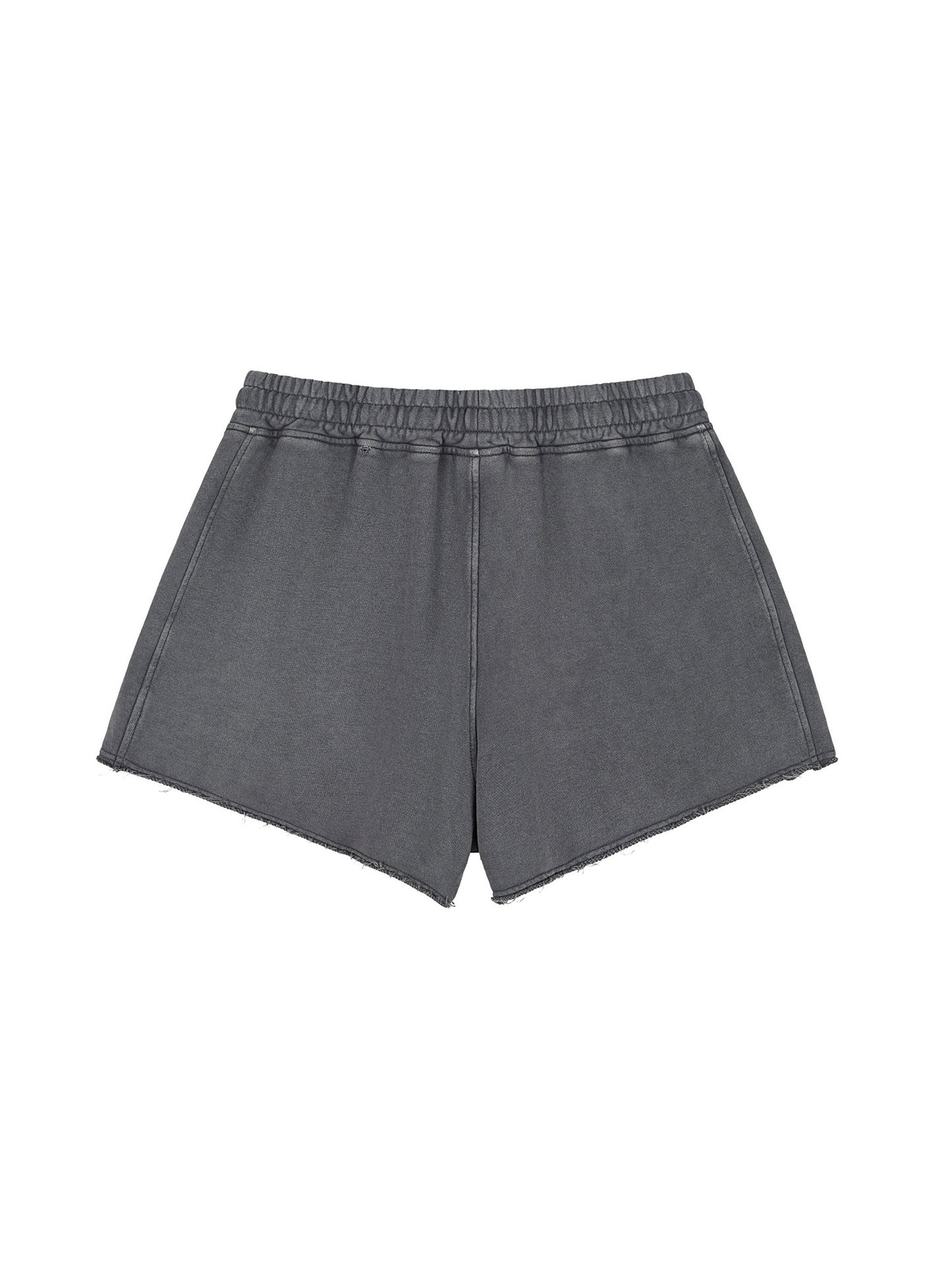 Snow Washed Raw Edge Drawstring Shorts